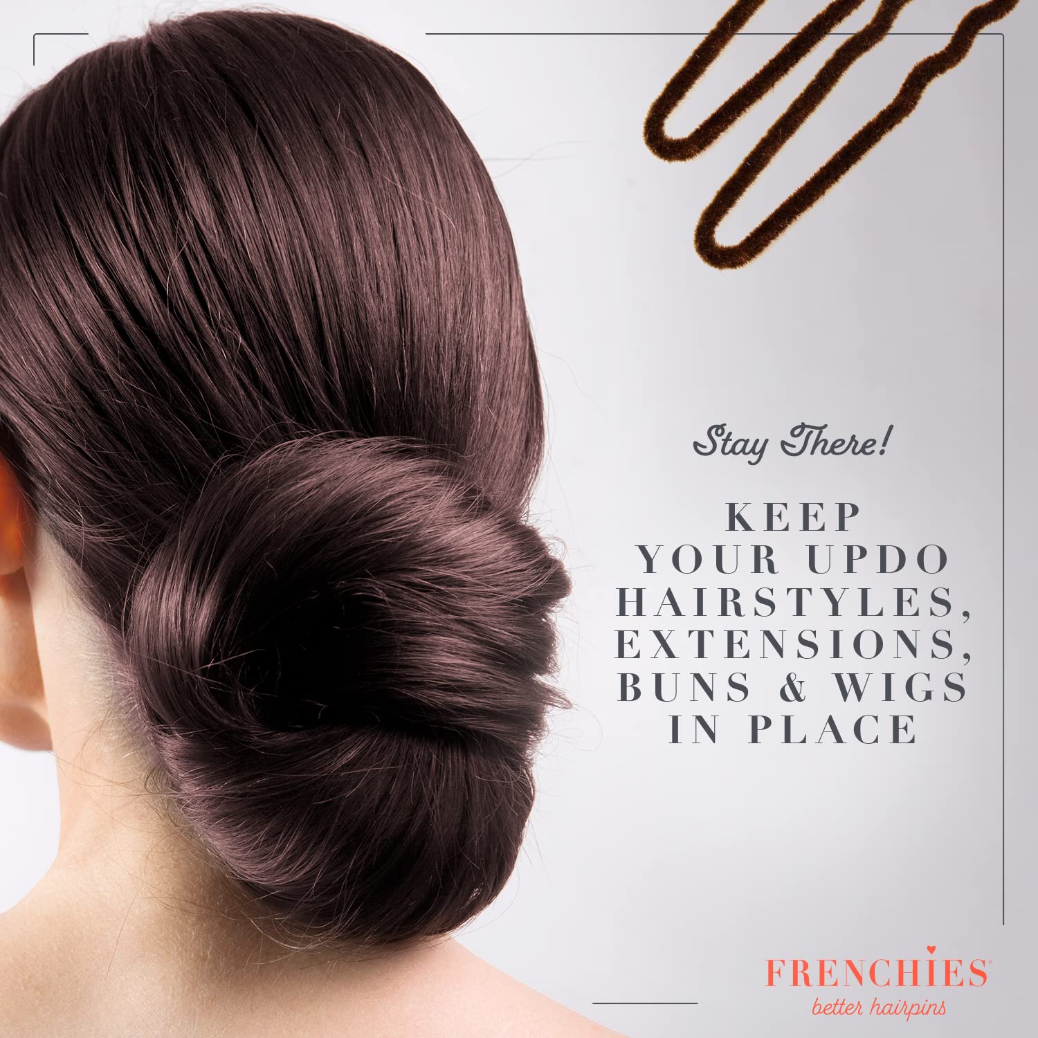 Frenchies celebrity-style hair pin showcased on an updo inspiration.