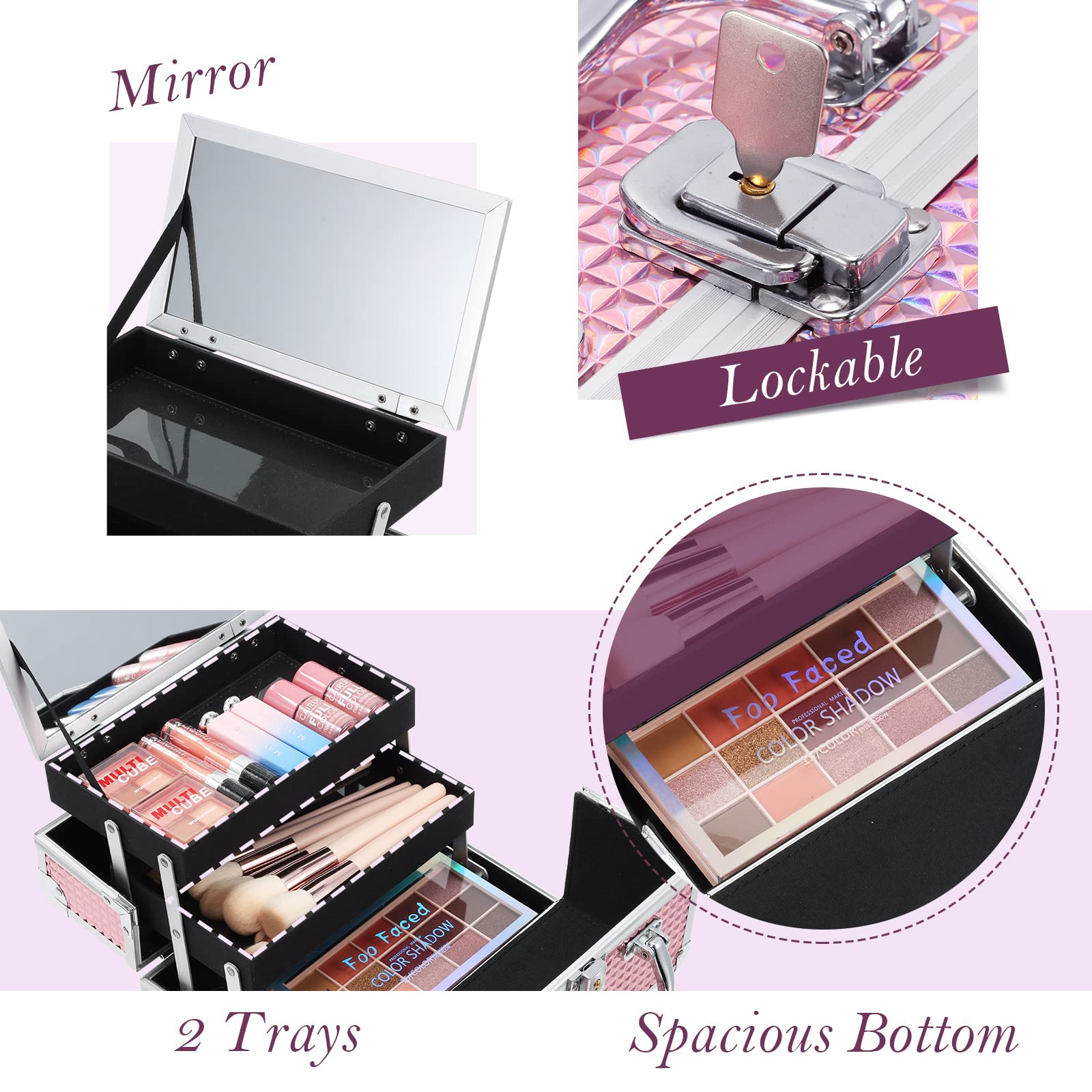 FRENESSA glittery pink surface close-up, stylish protection for outdoor cosmetics.