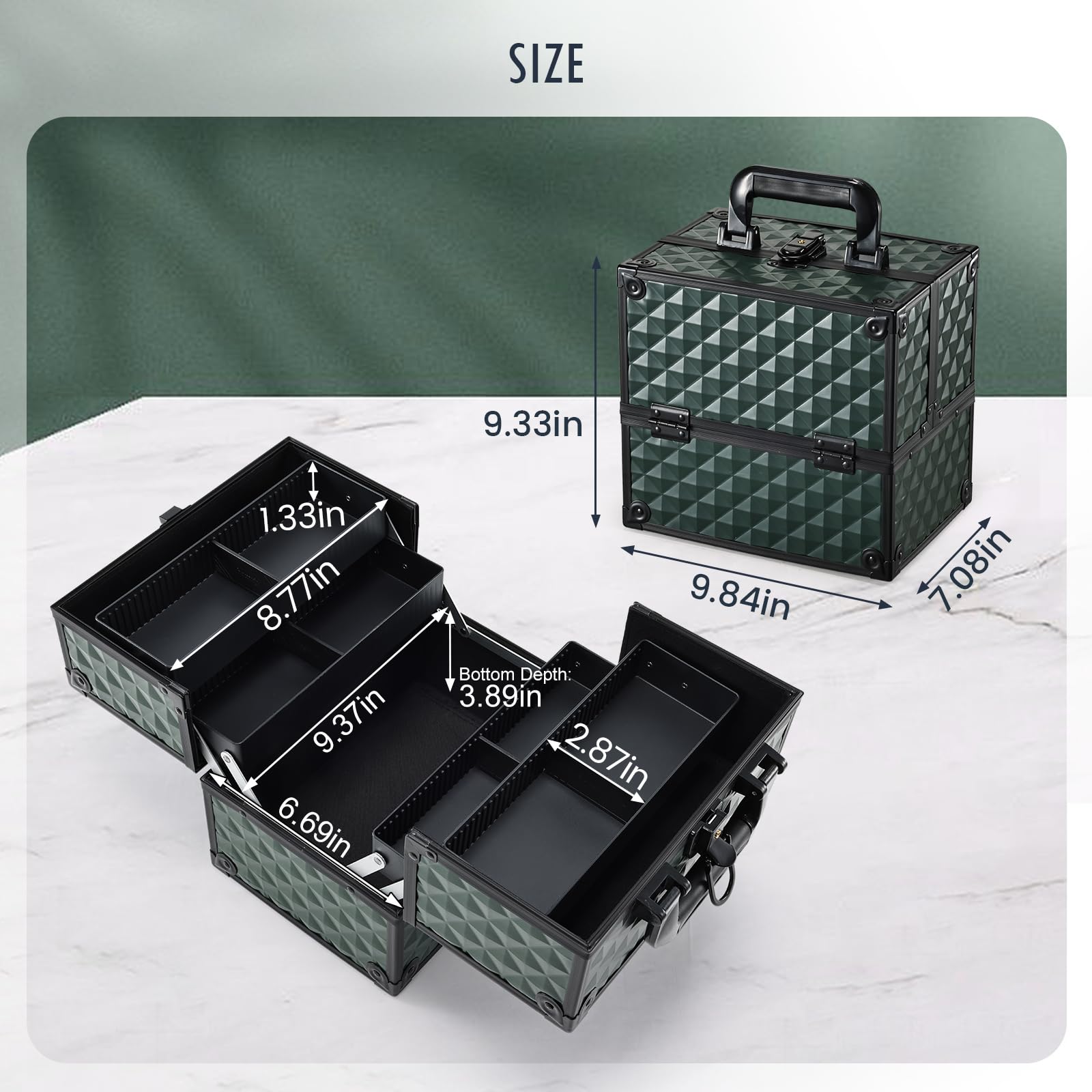FRENESSA cantilever trays demonstrate flexible organization for varying makeup sizes