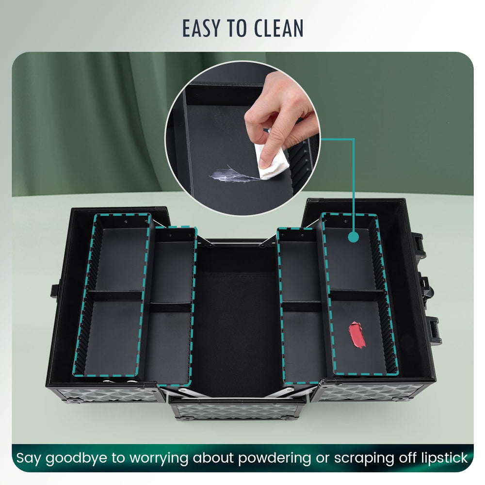 FRENESSA non-slip handle emphasizes comfortable grip while transporting cosmetics