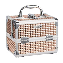 FRENESSA makeup case rose-gold front view shows portable travel-ready design