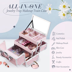 FRENESSA makeup case with mirror top tray for quick grooming