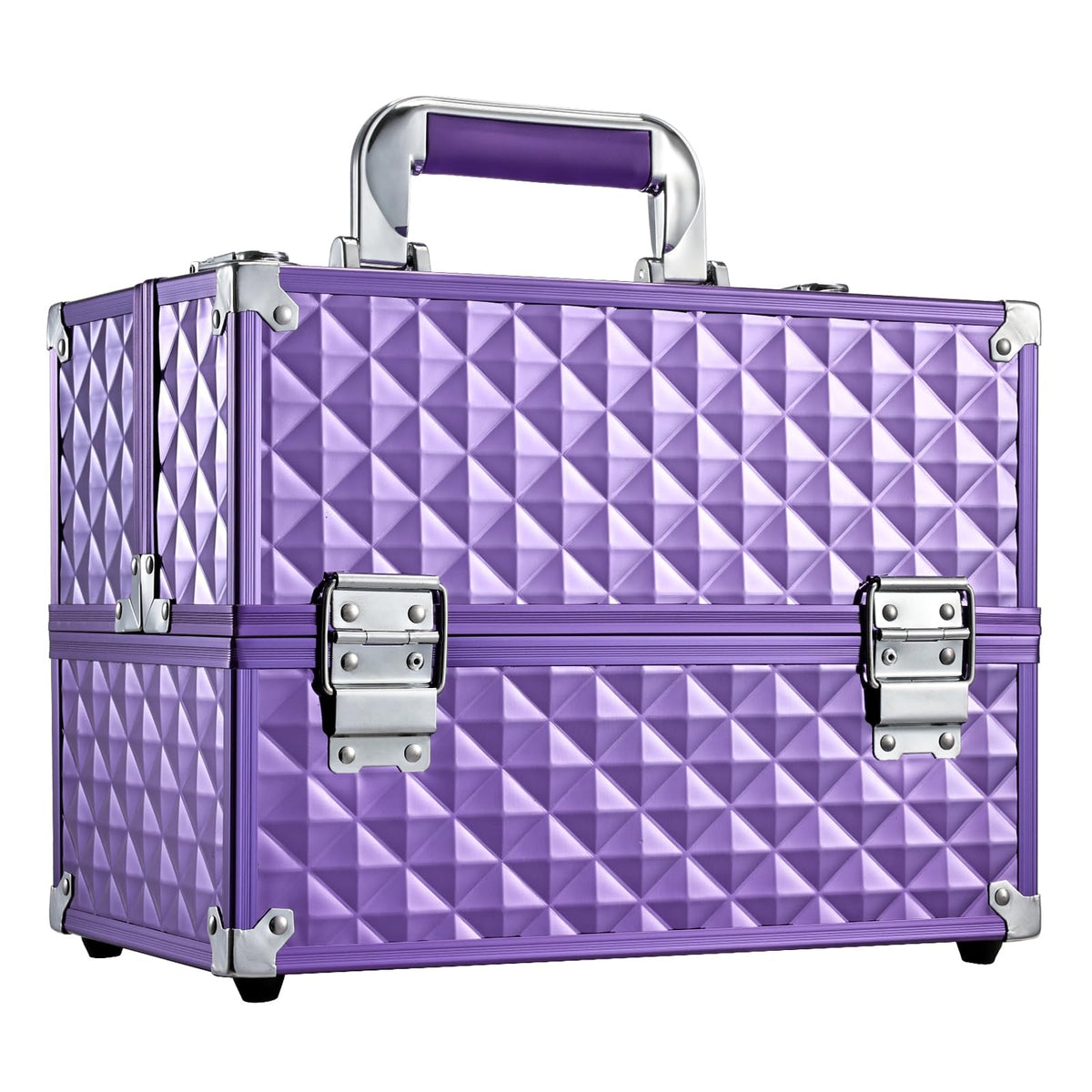 Frenessa makeup train case 12-inch open view shows portable travel storage for cosmetics