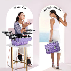 Frenessa makeup train case six trays extended demonstrates organized storage and quick access