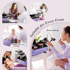 Frenessa makeup train case bottom space accommodates palettes and travel bottles