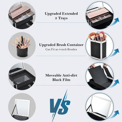 Frenessa makeup train case brush container keeps tools tidy for fast morning routines