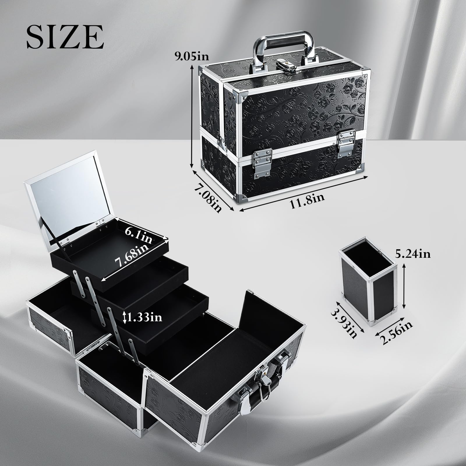Frenessa makeup train case anti-dirt film protects surfaces during travel or daily use