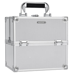 FRENESSA makeup train case exterior bright silver for portable organization on the go