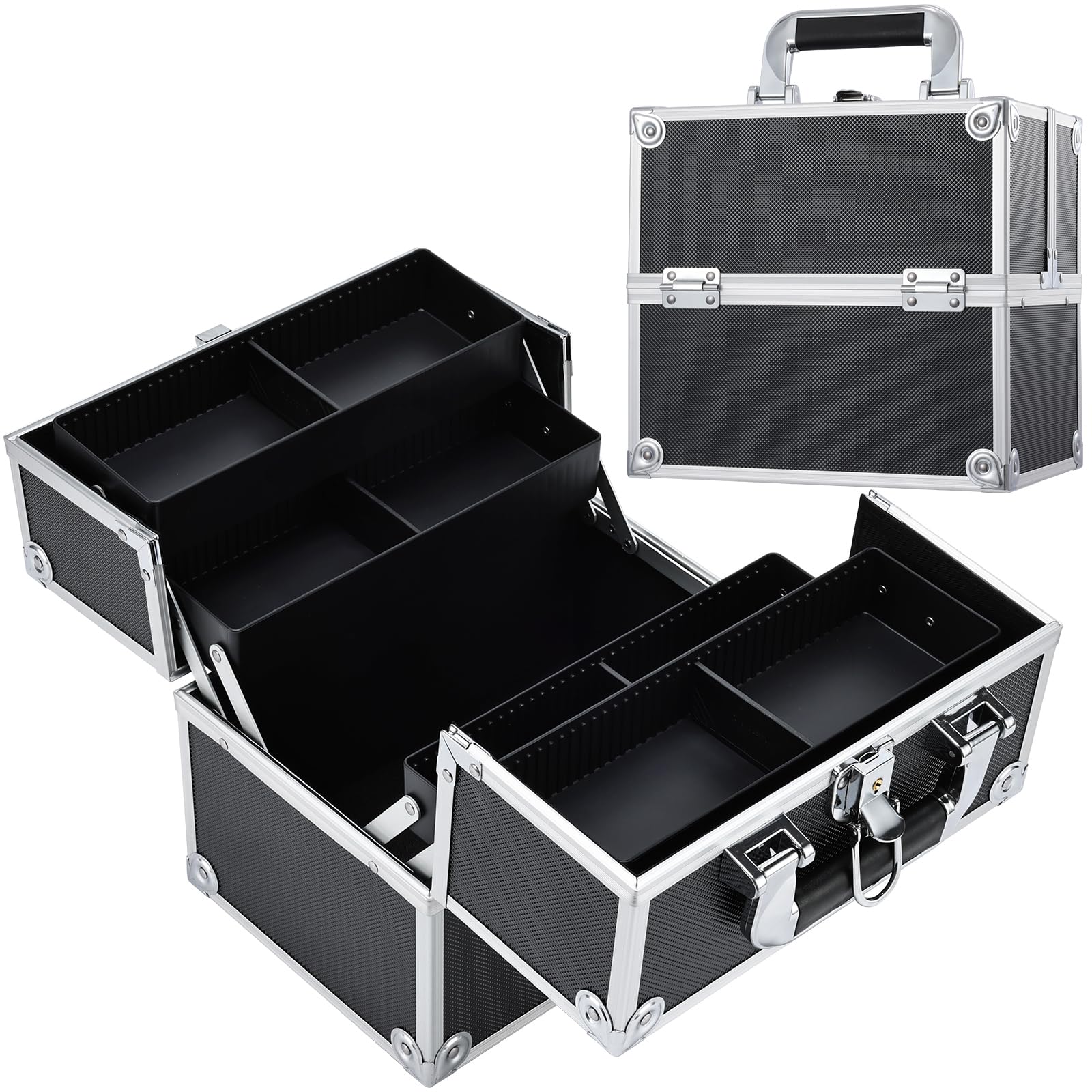 Frenessa makeup-train-case front view shows portable design for travel-ready organization