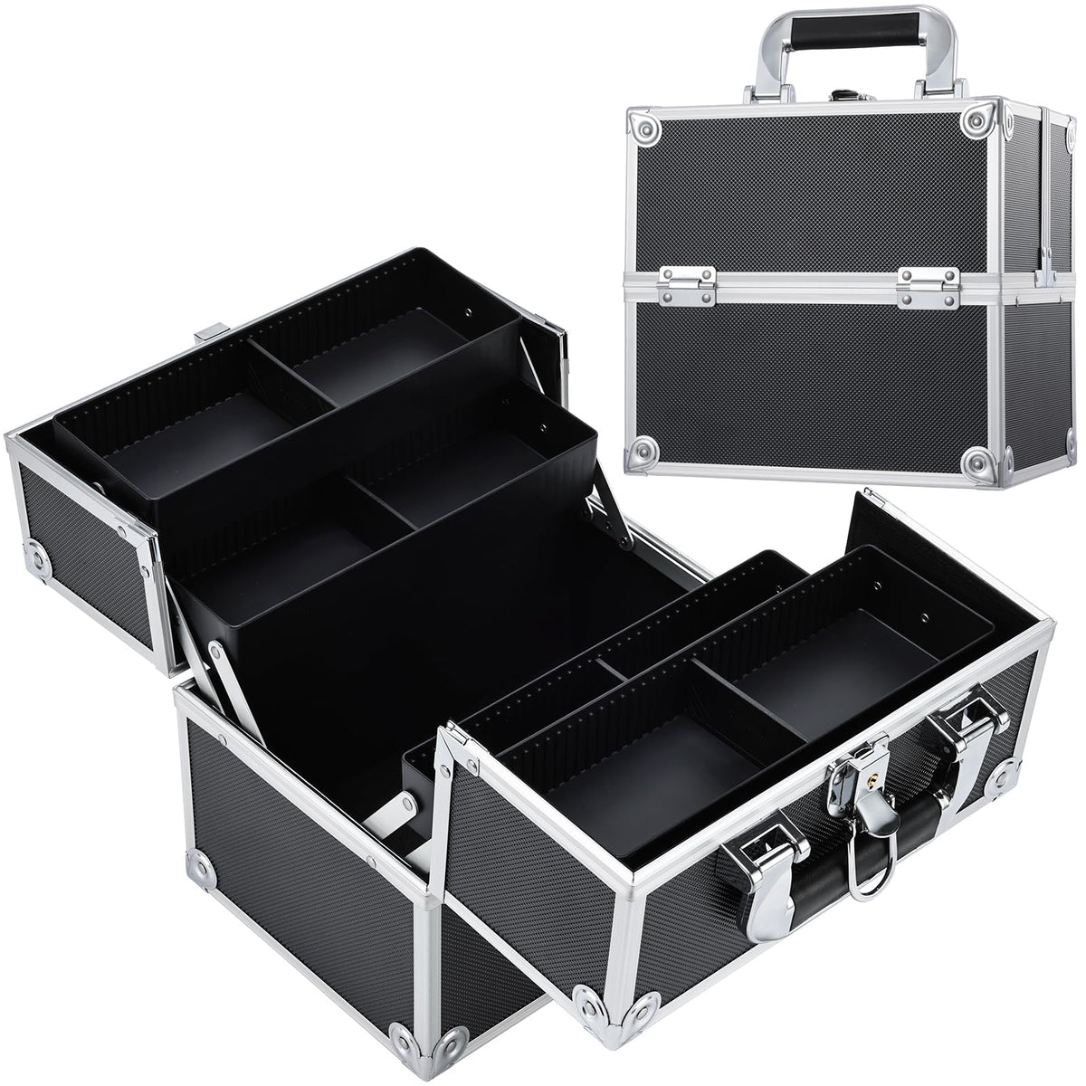 Frenessa makeup-train-case front view shows portable design for travel-ready organization