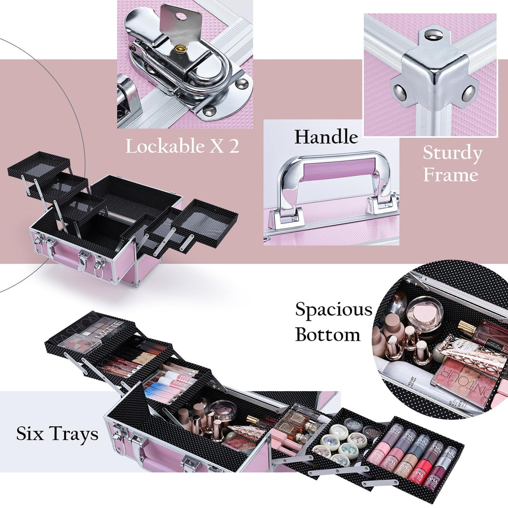 FRENESSA makeup train case portable handle for comfortable travel