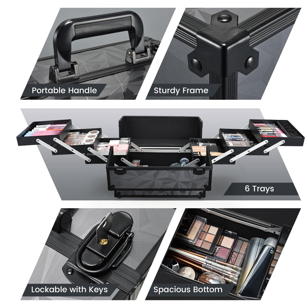 Locking mechanism with key on FRENESSA makeup train case for secure travel
