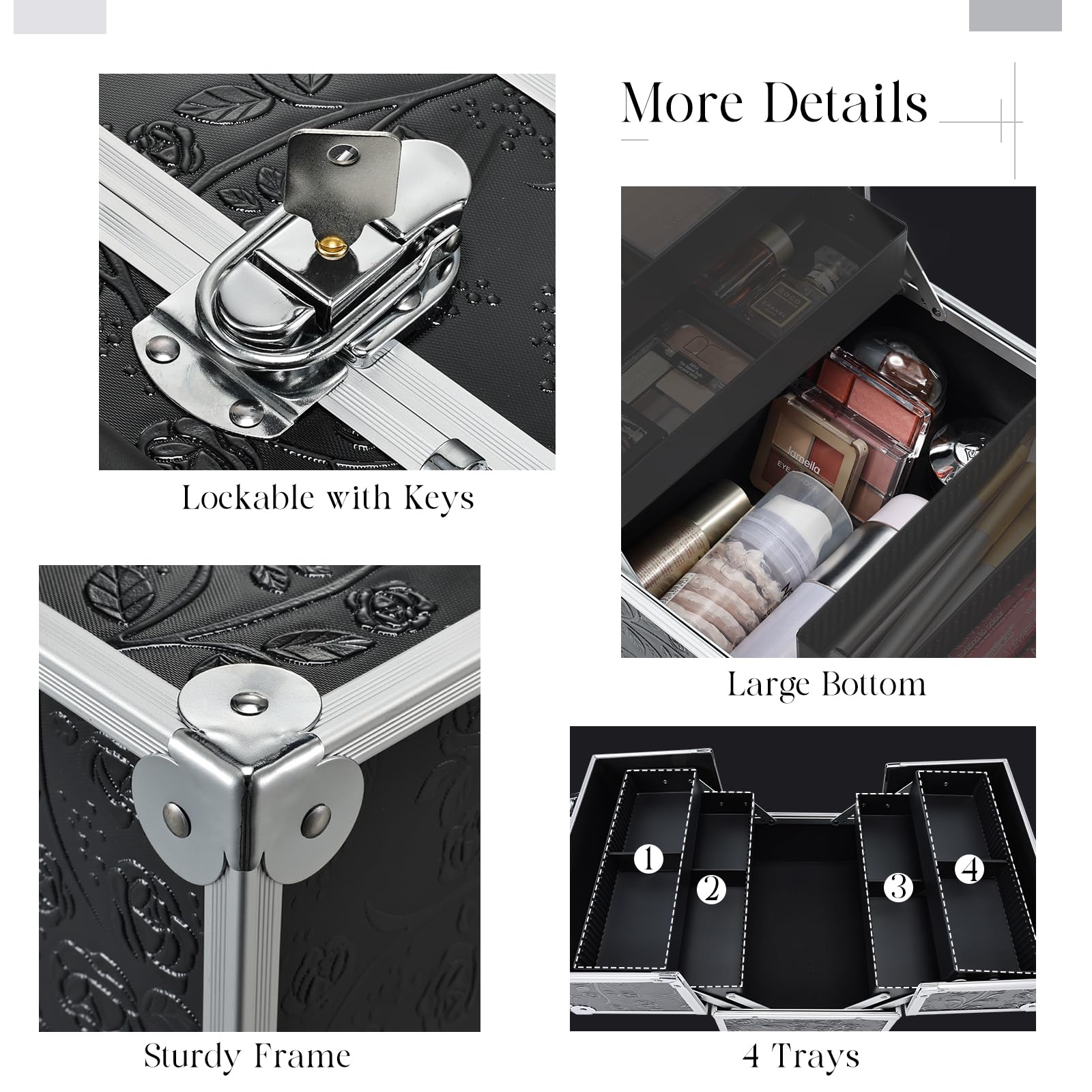 FRENESSA lockable cosmetic case secured with keys for on-the-go safety.