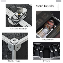 FRENESSA lockable cosmetic case secured with keys for on-the-go safety.
