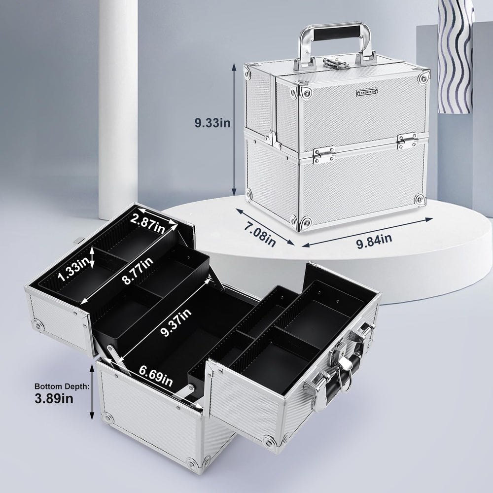 FRENESSA makeup train case movable partitions tailor space for brushes and bottles