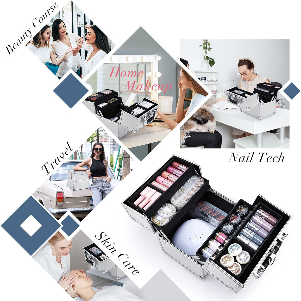 FRENESSA makeup train case non-slip handle offers comfortable grip while traveling
