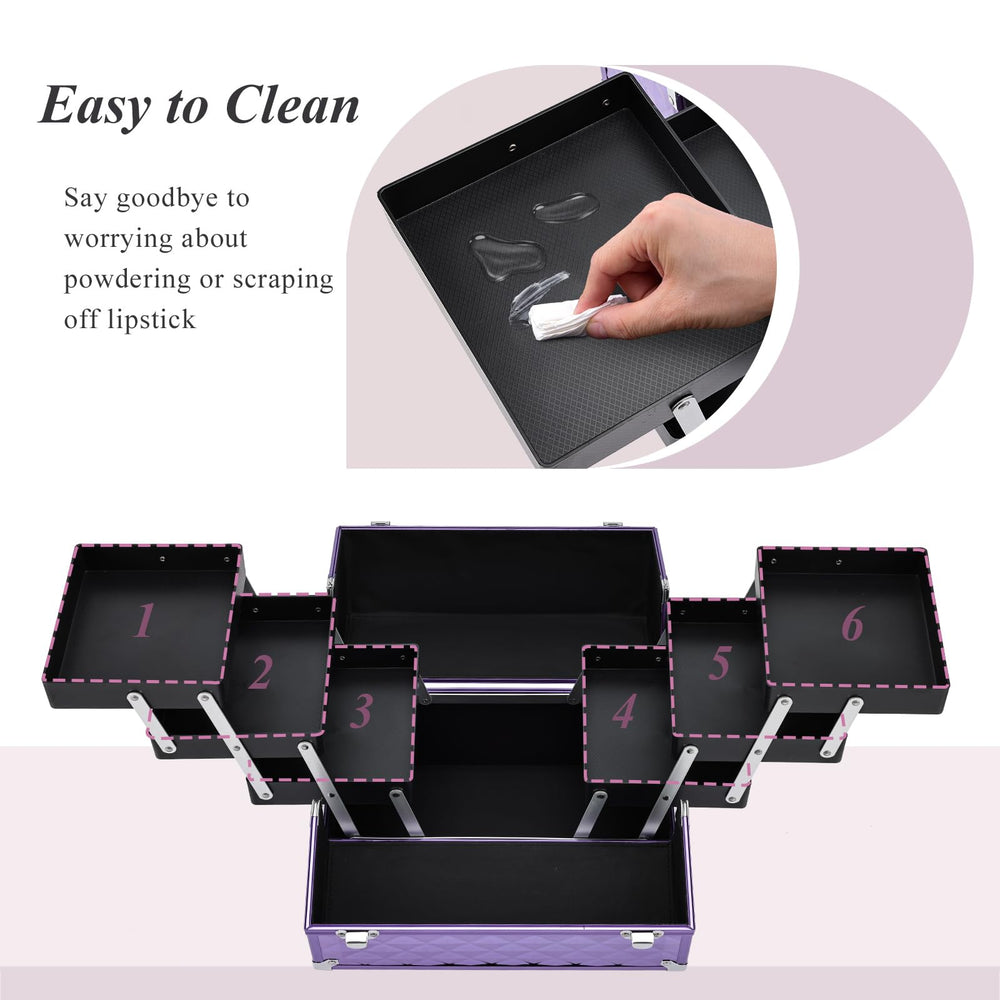 Frenessa makeup train case portable non-slip handle enables comfortable on-the-go use