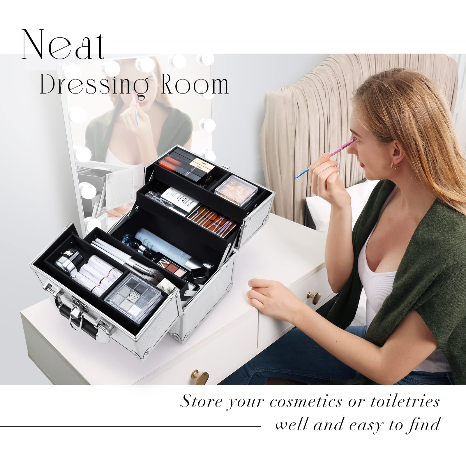 FRENESSA makeup train case travel-ready for on-the-go beauty routines
