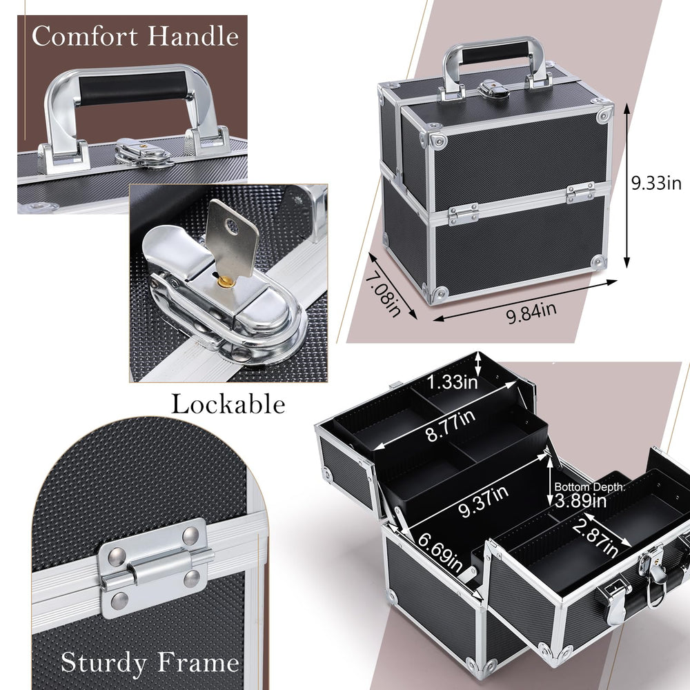Frenessa makeup-train-case tray-dividers demonstrate customizable compartments