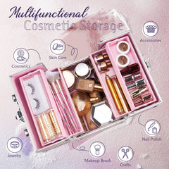 FRENESSA Mermaid Pink makeup train case side view highlighting portability and durability
