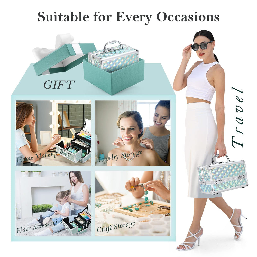 Frenessa portable makeup case with non-slip handle for on-the-go touch-ups