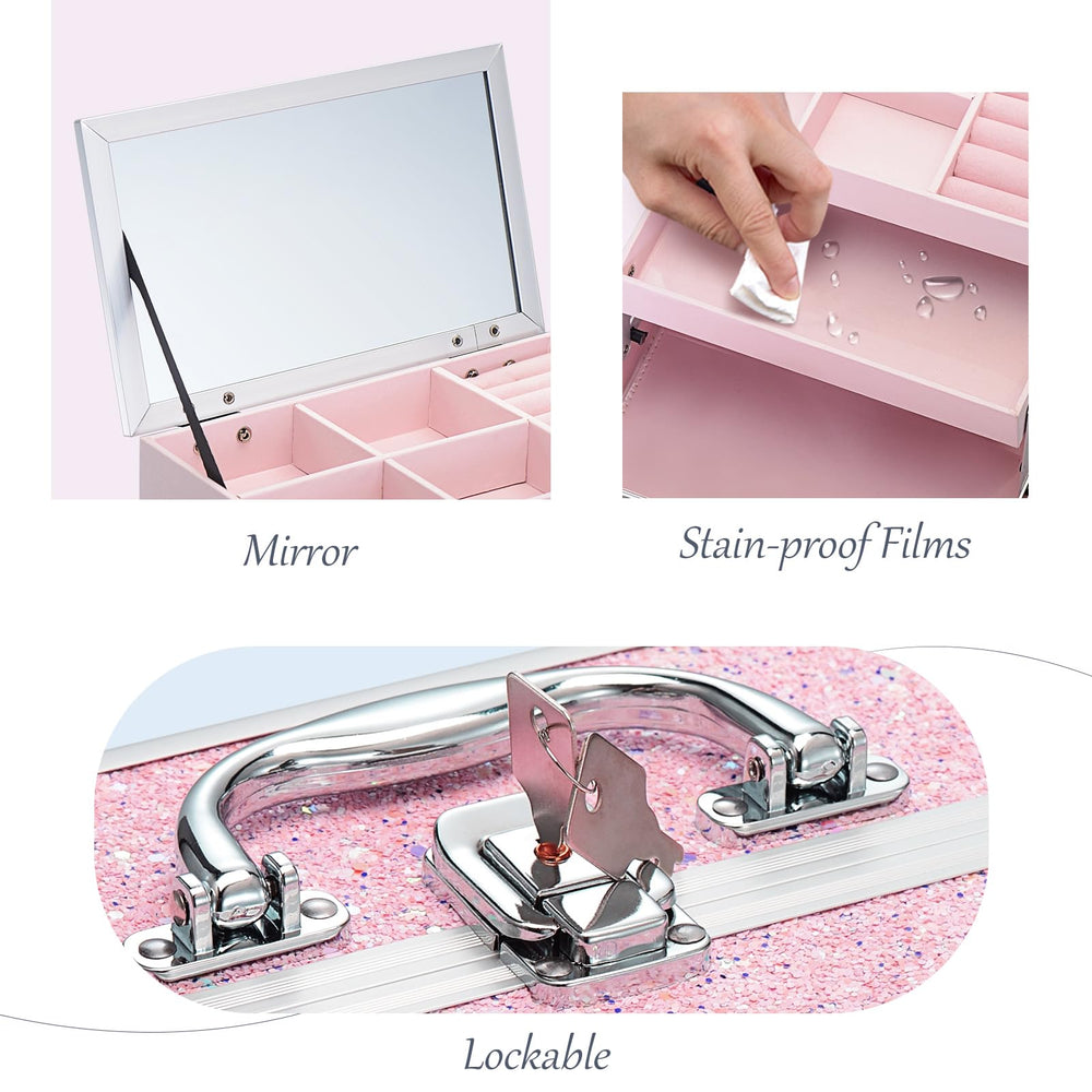 FRENESSA portable makeup case features a non-slip handle for carrying