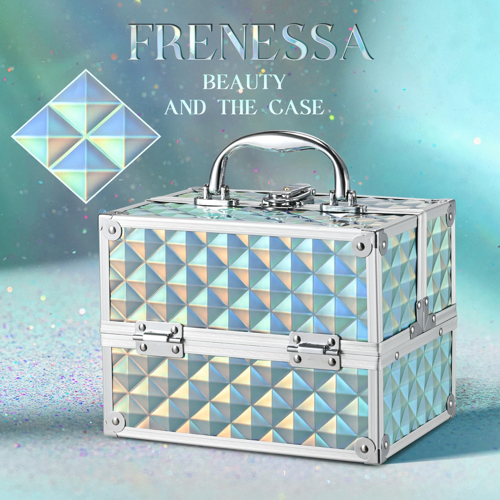 Frenessa Renessa makeup train case lockable closure for secure travel