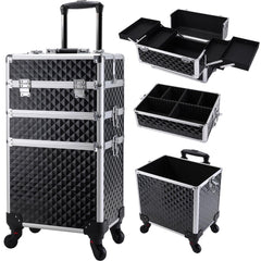 FRENESSA rolling makeup case front view demonstrates professional-grade construction for easy access