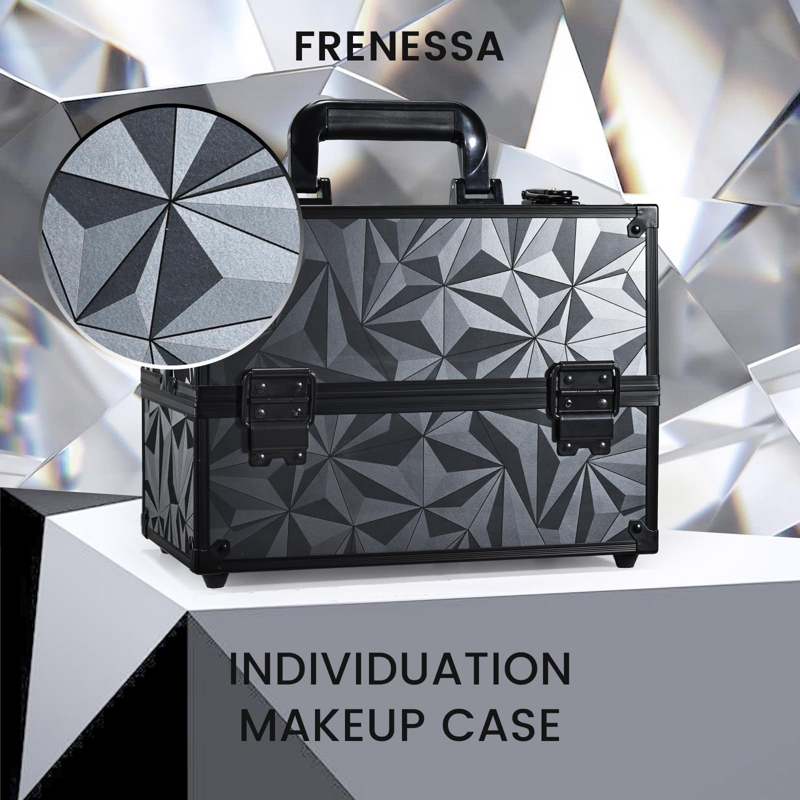 FRENESSA train case with six extendable trays for organized storage