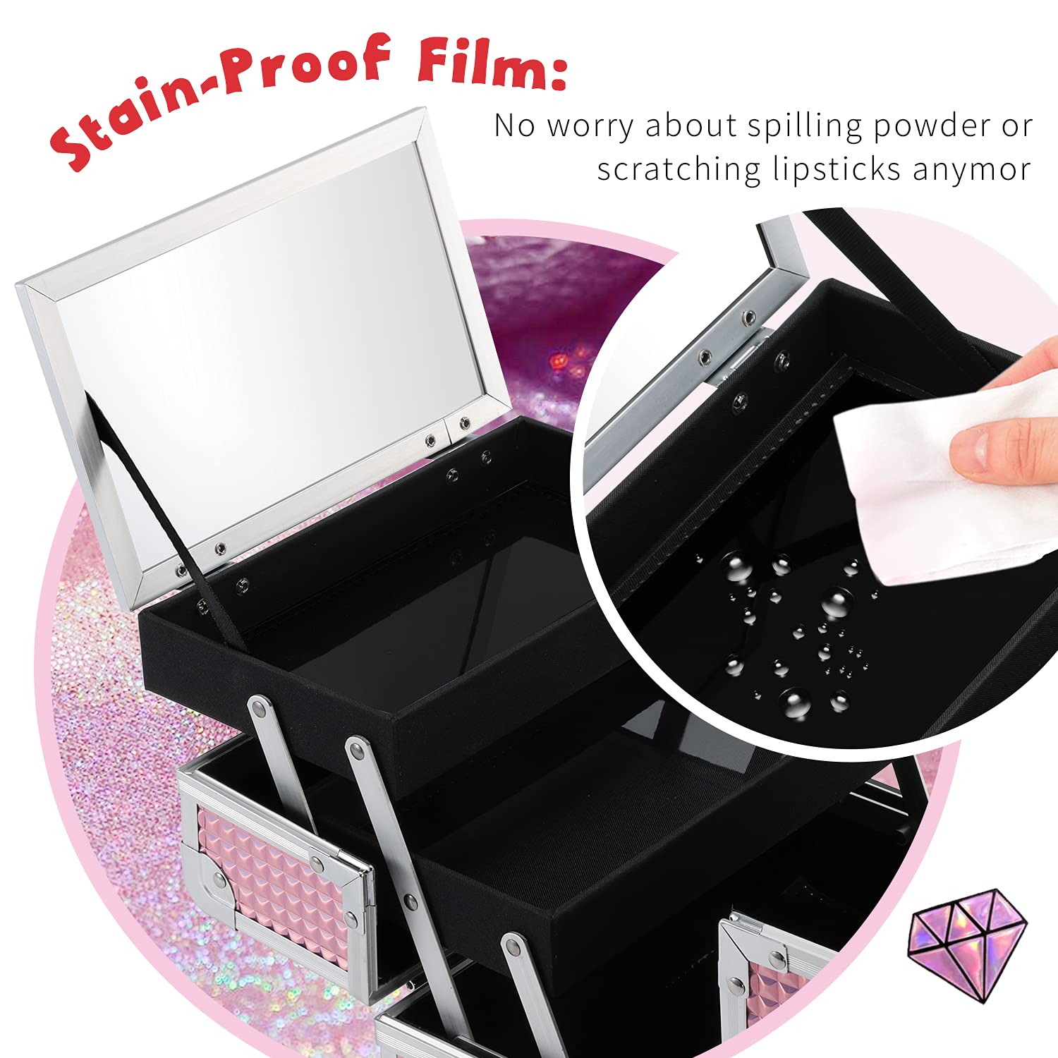 FRENESSA travel beauty case open, compact and versatile for skincare and makeup.