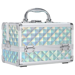 Frenessa watery-blue train case closed for travel-friendly storage