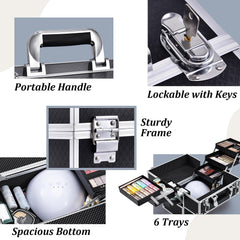 FRENESSA makeup train case handle demonstrates comfortable grip for daily transport.
