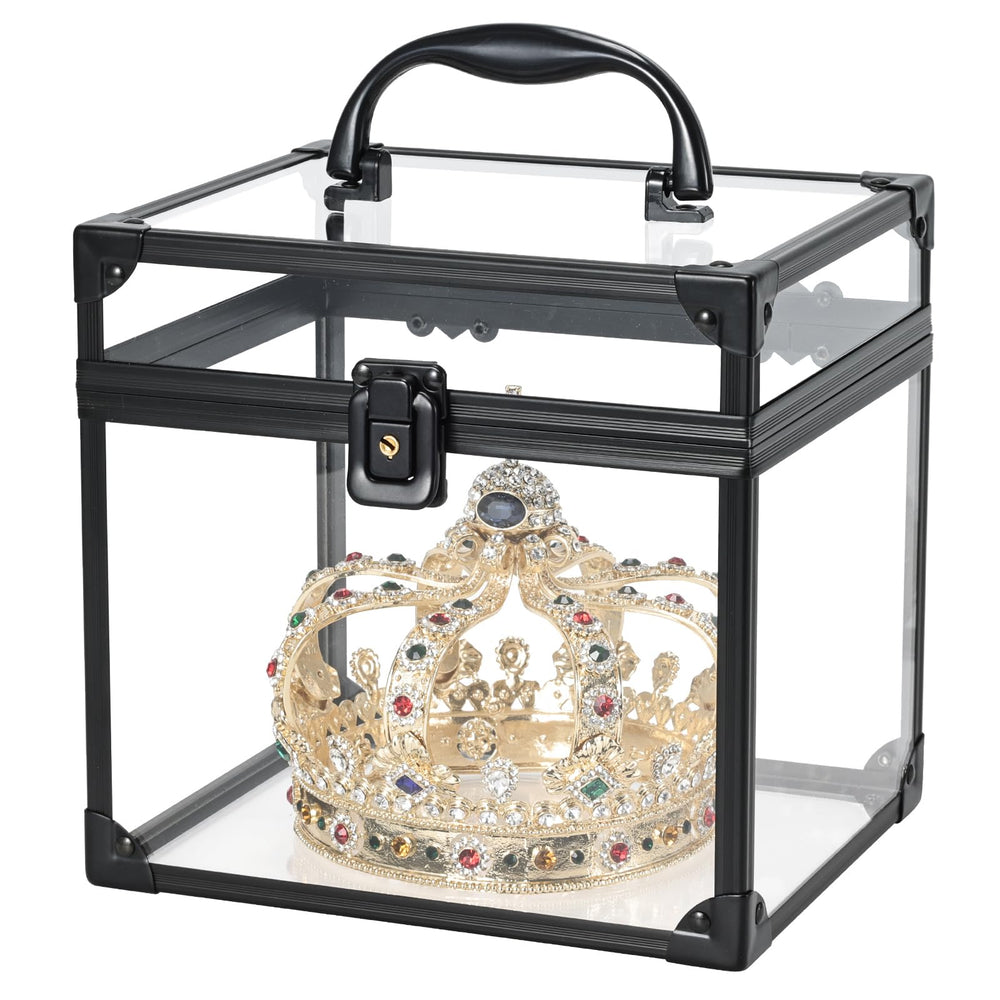 FRENESSA portable makeup case clear crown box front view for easy travel and quick access.
