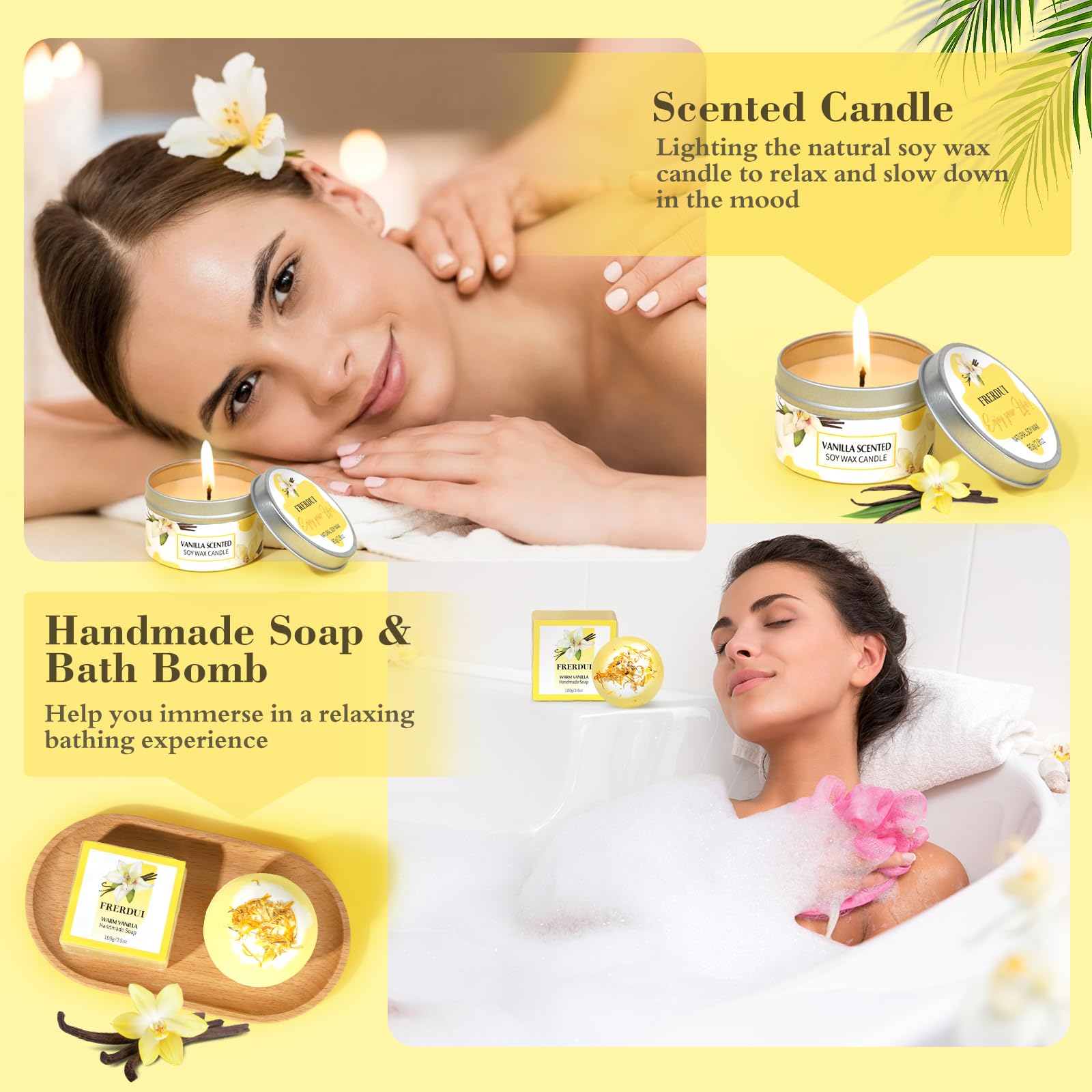 Frerdui bath bomb and handmade soap—romantic vanilla aroma