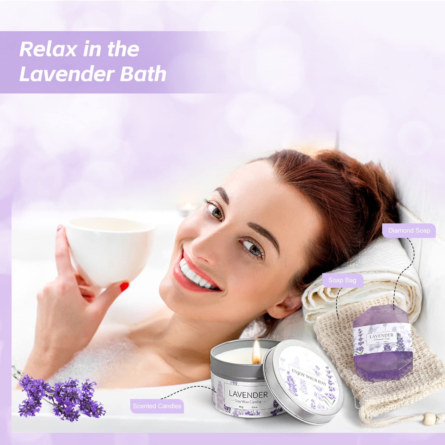 Frerdui lavender soy-wax candle delivers gentle fragrance for mood-lifting ambience