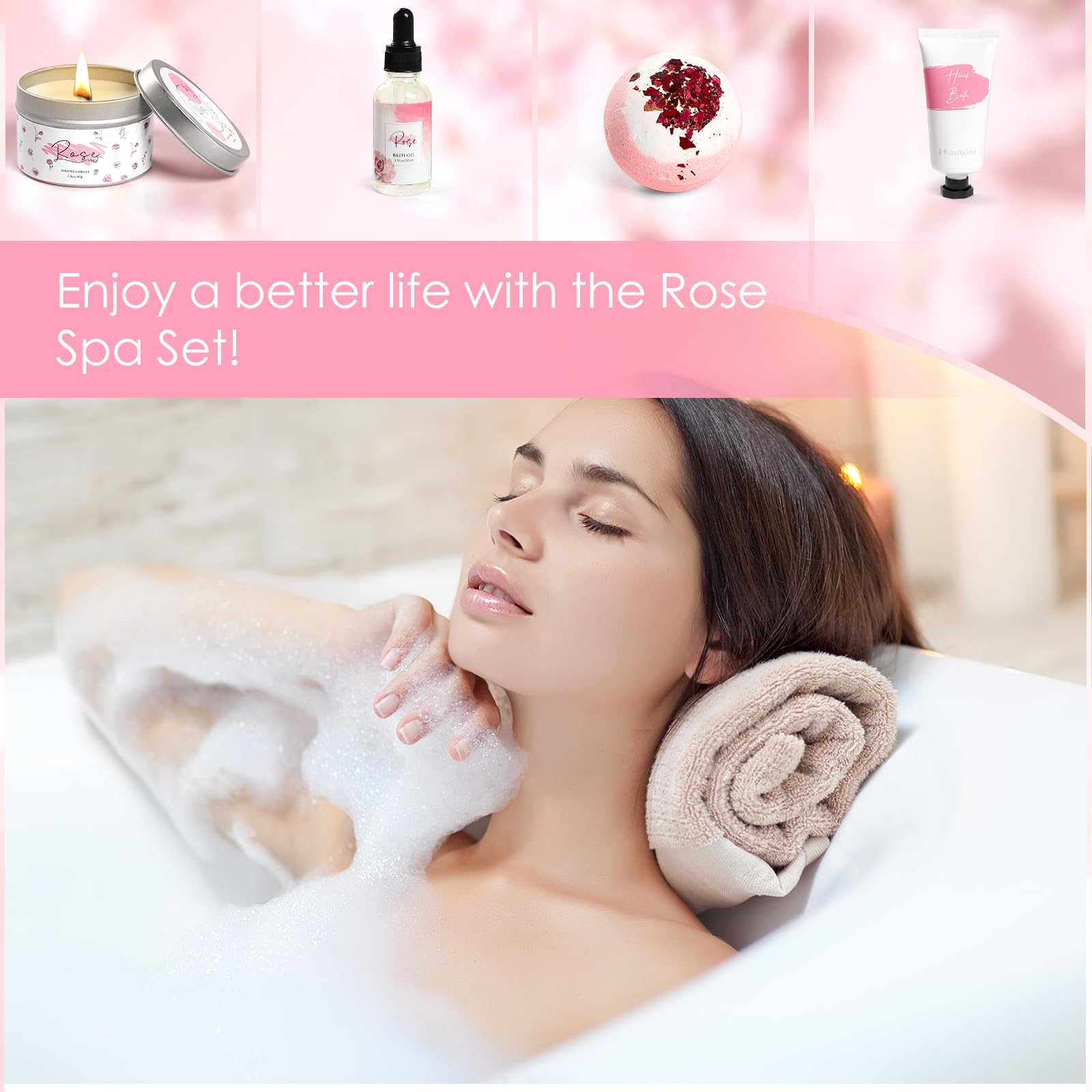 Frerdui Rose Spa Gift Set bath oil elevates bath time with fragrance