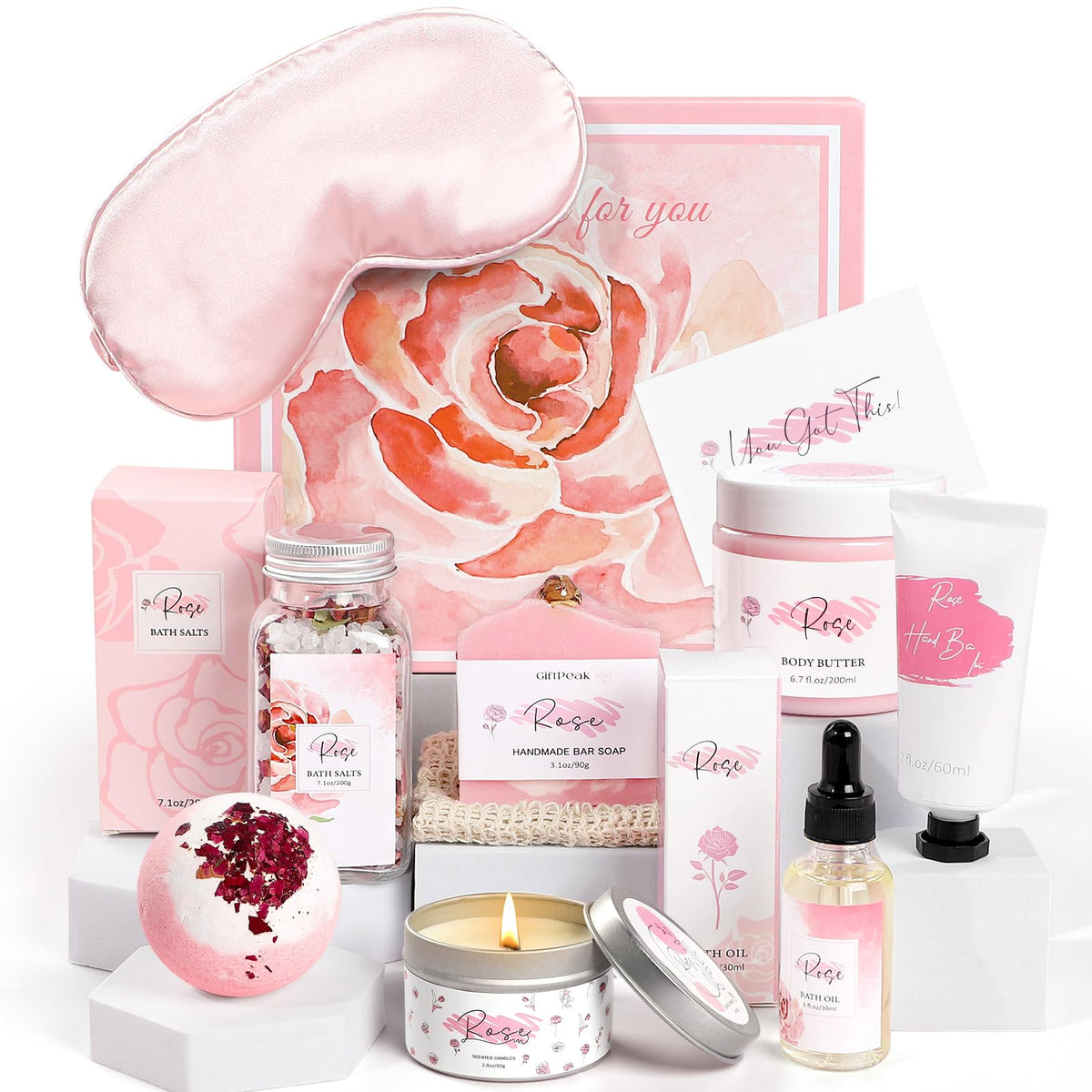 Frerdui Rose Spa Gift Set bath salts for soothing soak and moisture