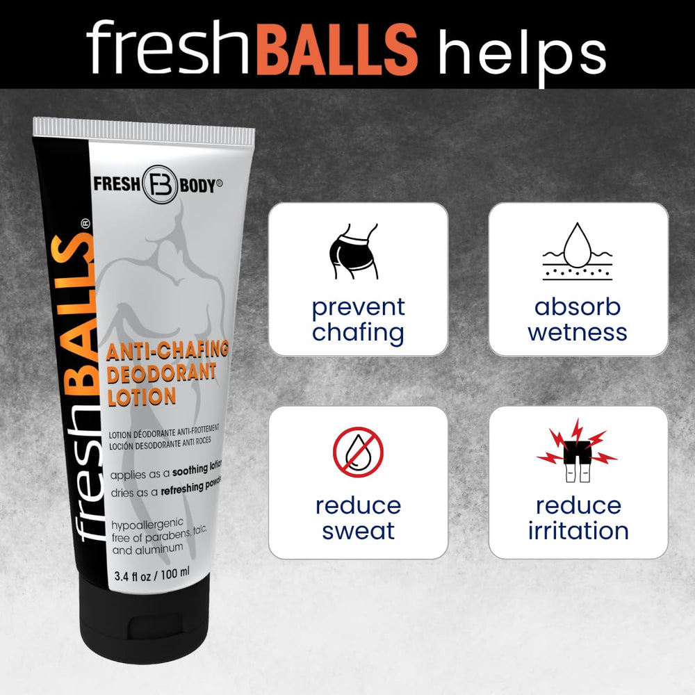 Fresh BALLS silky-dry finish after application for comfortable skin contact.