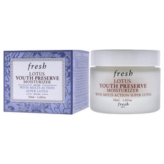 Fresh Lotus Youth Preserve moisturizer application demonstrates quick-absorbing, non-greasy finish.