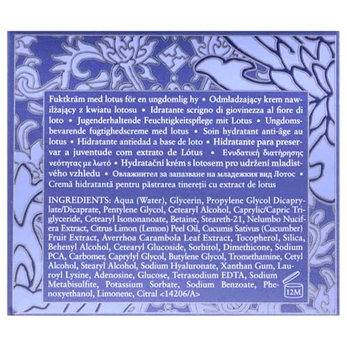 Fresh Lotus Youth Preserve moisturizer ingredients emphasize antioxidant blend for healthy-looking skin.