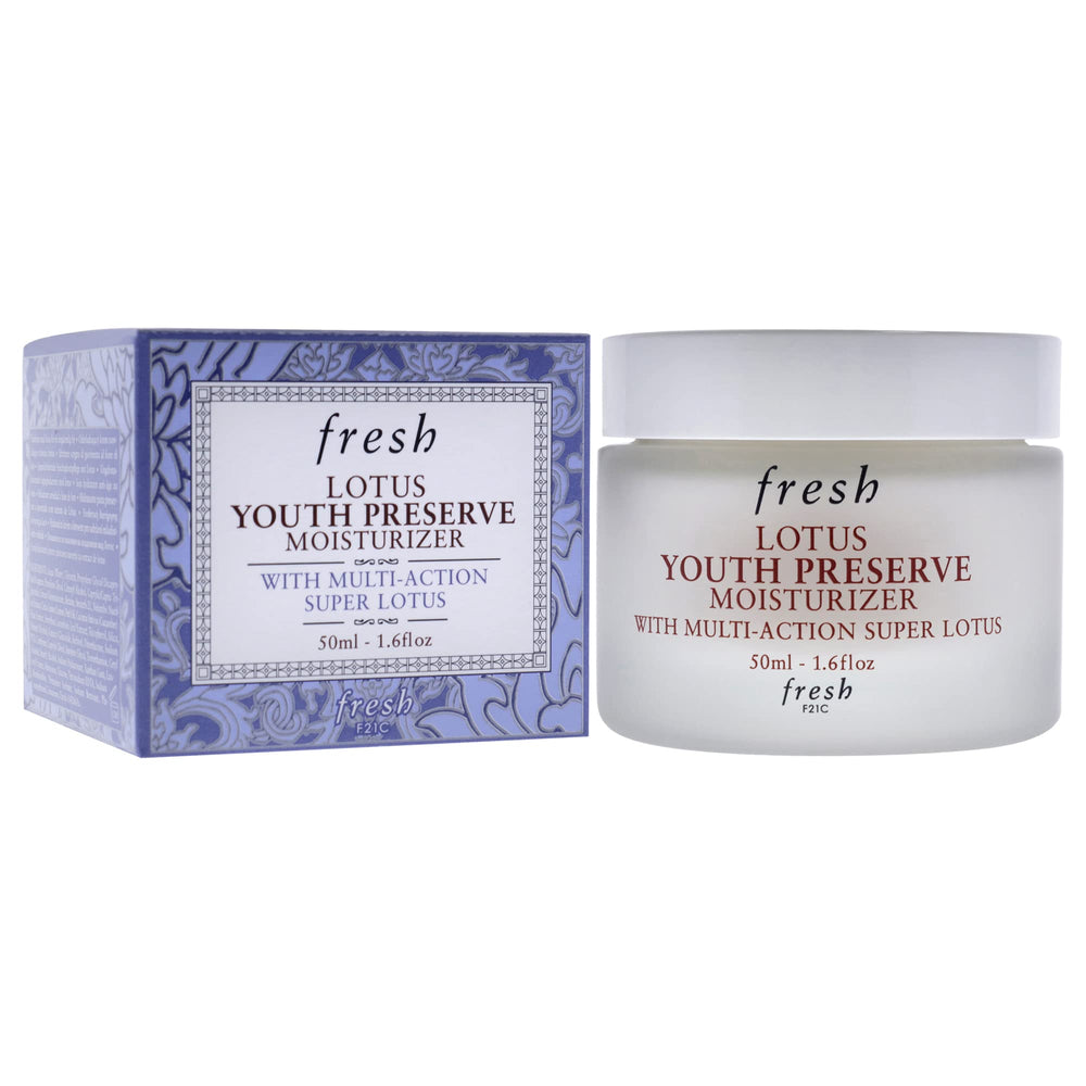 Fresh Lotus Youth Preserve moisturizer packaging showcases premium compact design.