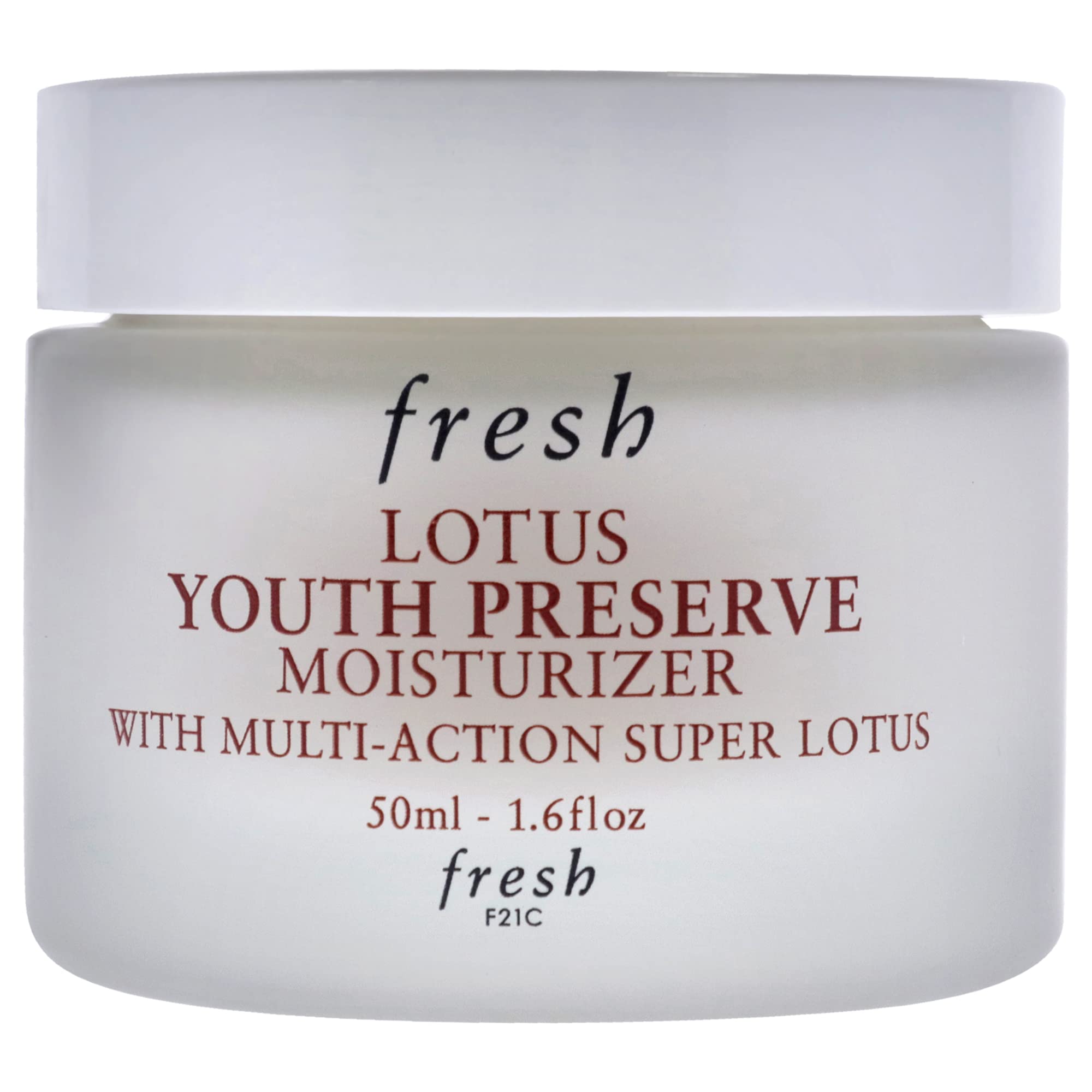 Fresh Lotus Youth Preserve moisturizer texture highlights silky, breathable feel for daily use.