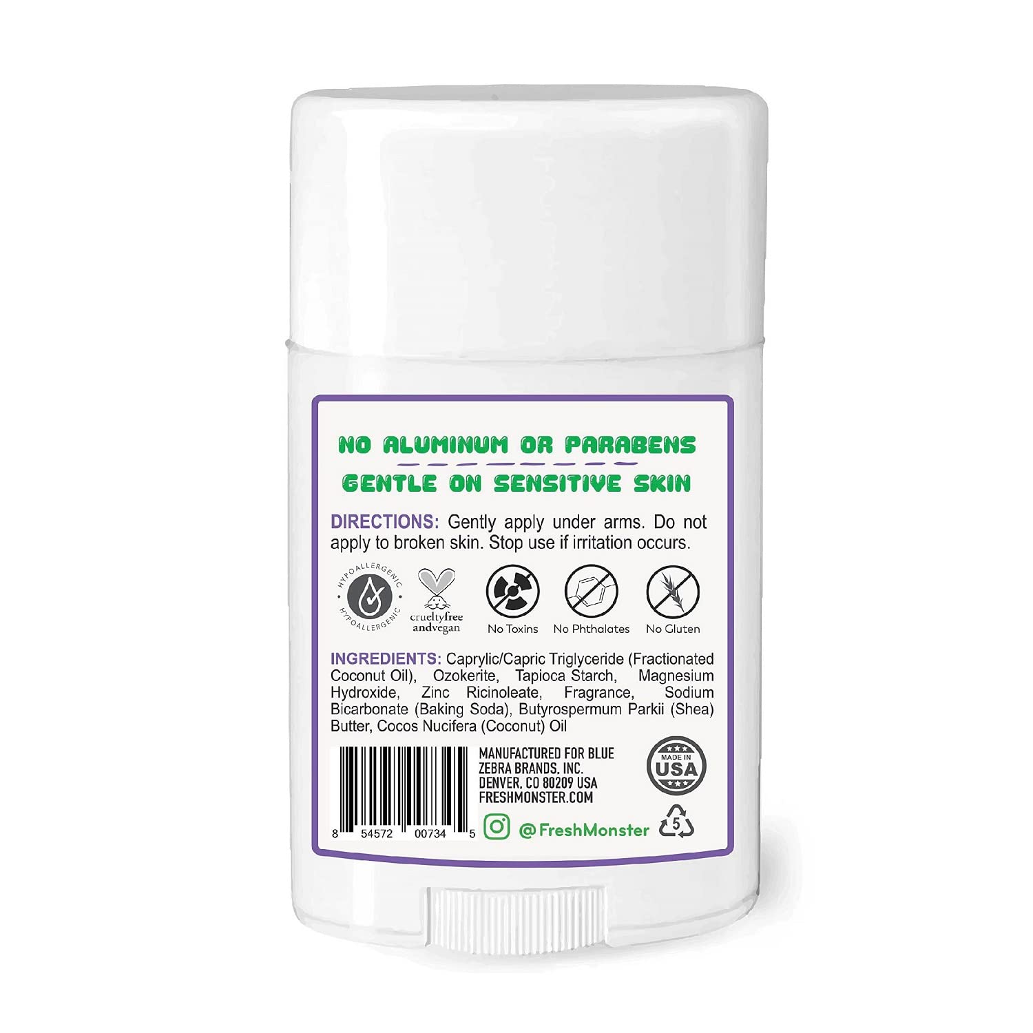 Fresh Monster dermatologist-tested hypoallergenic deodorant supports sensitive skin during sports.