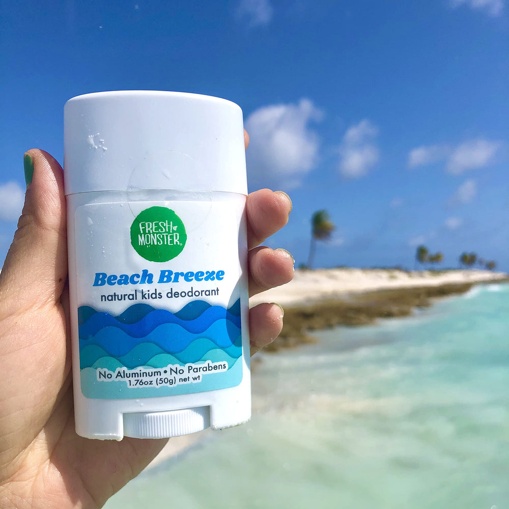 Fresh Monster Beach Breeze scent on kids' skin with a lightweight, non-irritating feel.