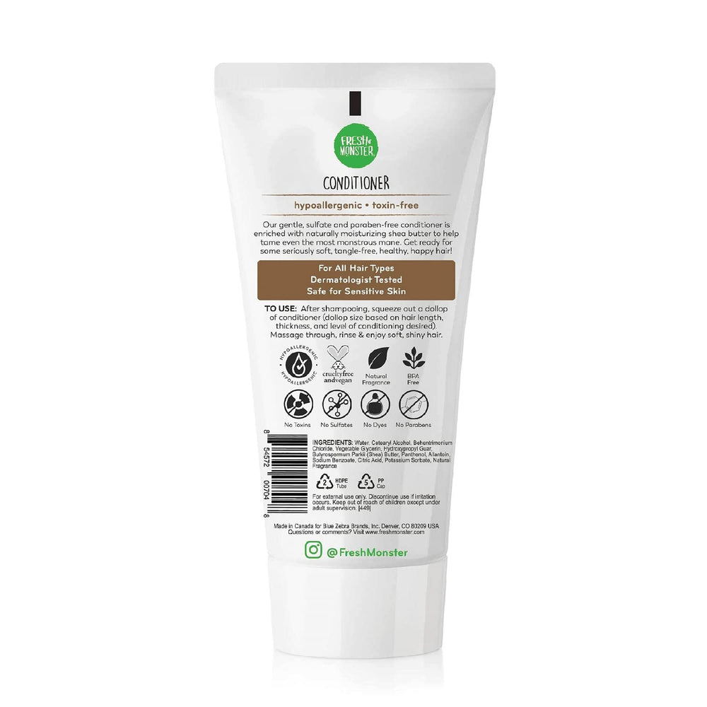 Fresh Monster kids hair conditioner tubes pack shows two 6oz tubes for a family-friendly detangling routine