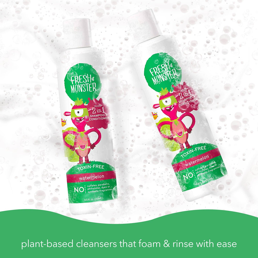 Fresh Monster Watermelon bottle-closeup highlights easy-to-hold design for kids