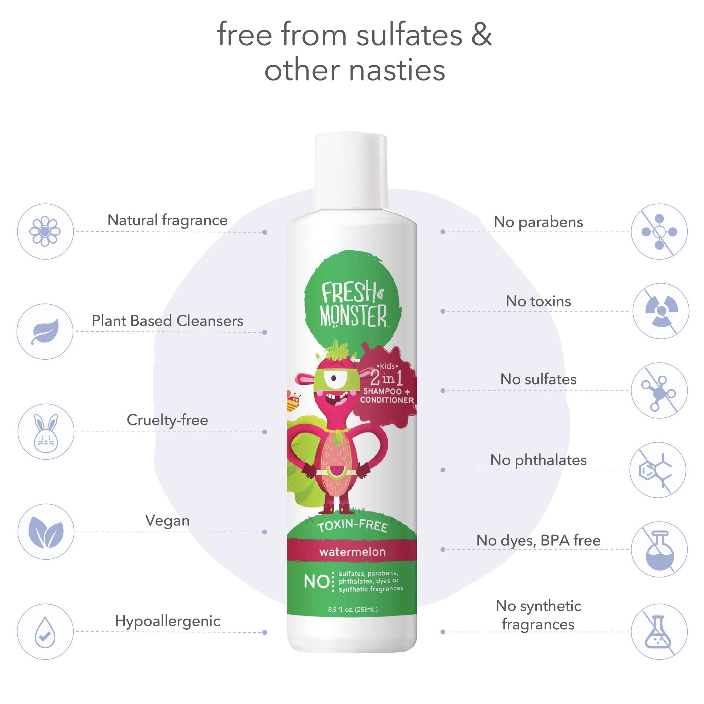Fresh Monster Watermelon label-ingredients close-up confirms toxin-free, plant-based formula