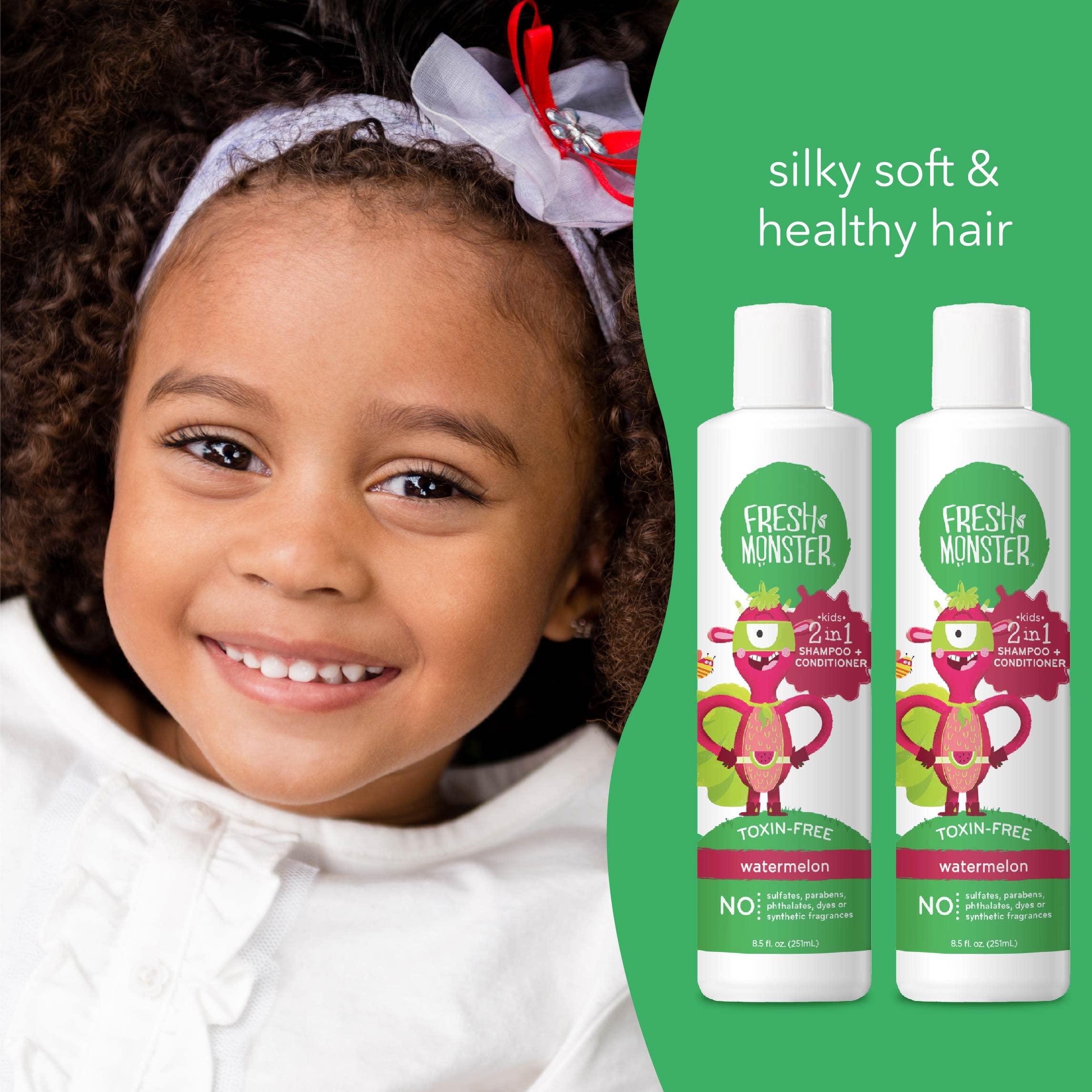 Fresh Monster Watermelon shampoo-foam demonstrates rich lather for easy cleansing