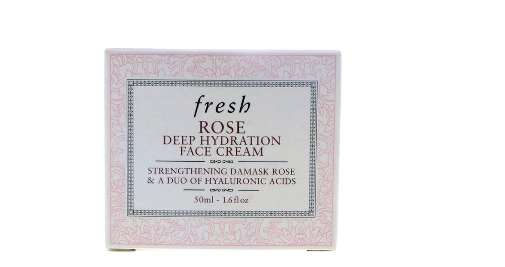 Close-up of Fresh Rose Deep Hydration Cream texture for lightweight hydration.