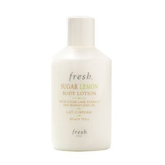 Fresh Sugar Lemon Body Lotion close-up on the label highlighting hydrating mango seed oil.